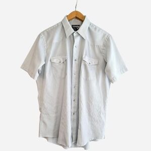 Vintage 1980s Wrangler Cowboy Cut Western‎ Pearl Snap Shirt Made in USA